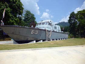 Police Boat 813 tsunami sculpture